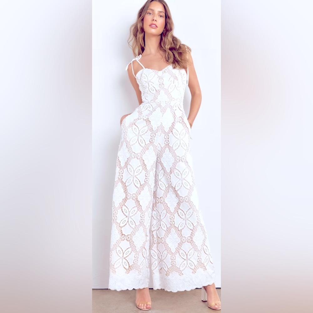 Sleeveless tie strap crochet jumpsuit - NWT